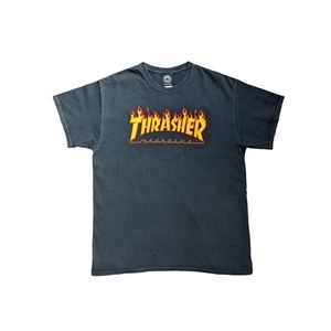 THRASHER T Shirt Mens Black Thrasher in Flames Tee Shirt Large